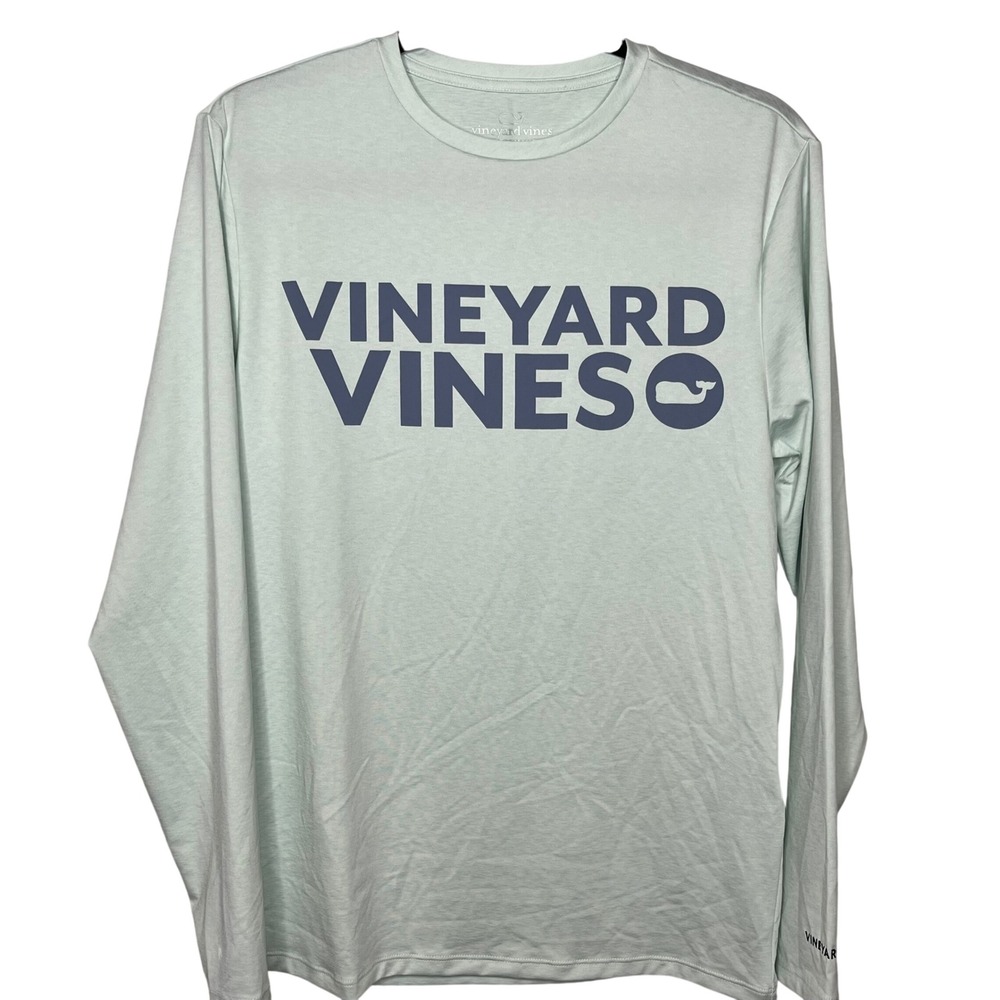 Vineyard Vines Performance XS Mint Green Long Sleeve Tee XS‎ Whale Logo Graphic